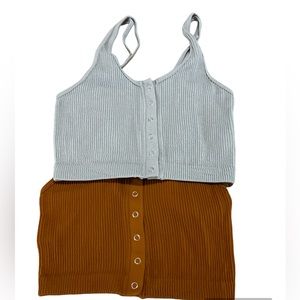 Aerie button crop top tank PAIR in size medium. EUC Layer Indie Sleaze y2k